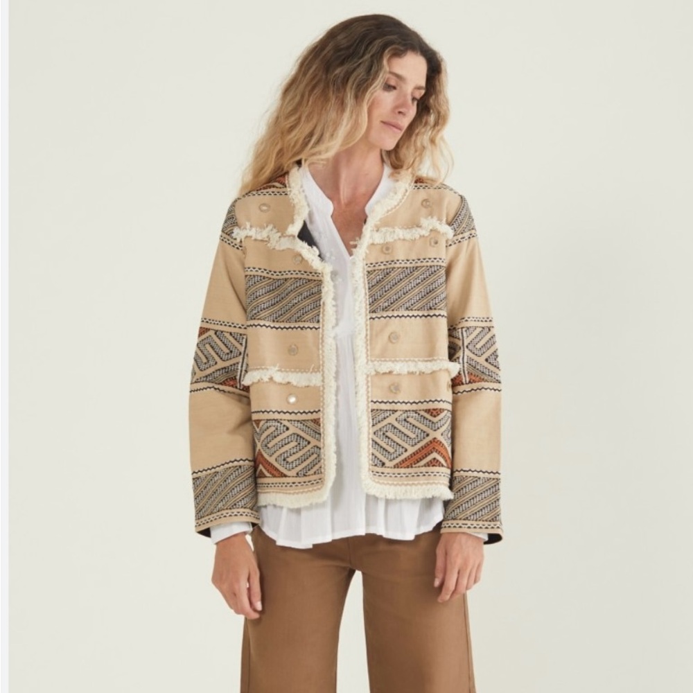 NATURA Women's Beige Patterned Jacket NWT Size L